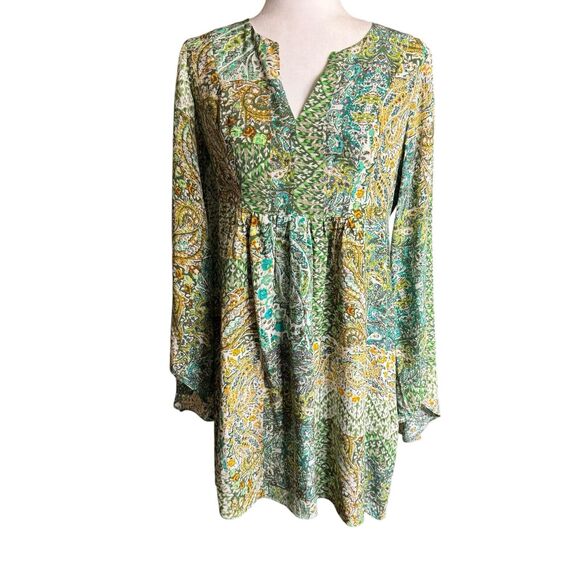 Anthropologie Dresses & Skirts - Anthropologie Floreat Dress Women's Amelie Silk Kimono Sleeves 6 Green Boho